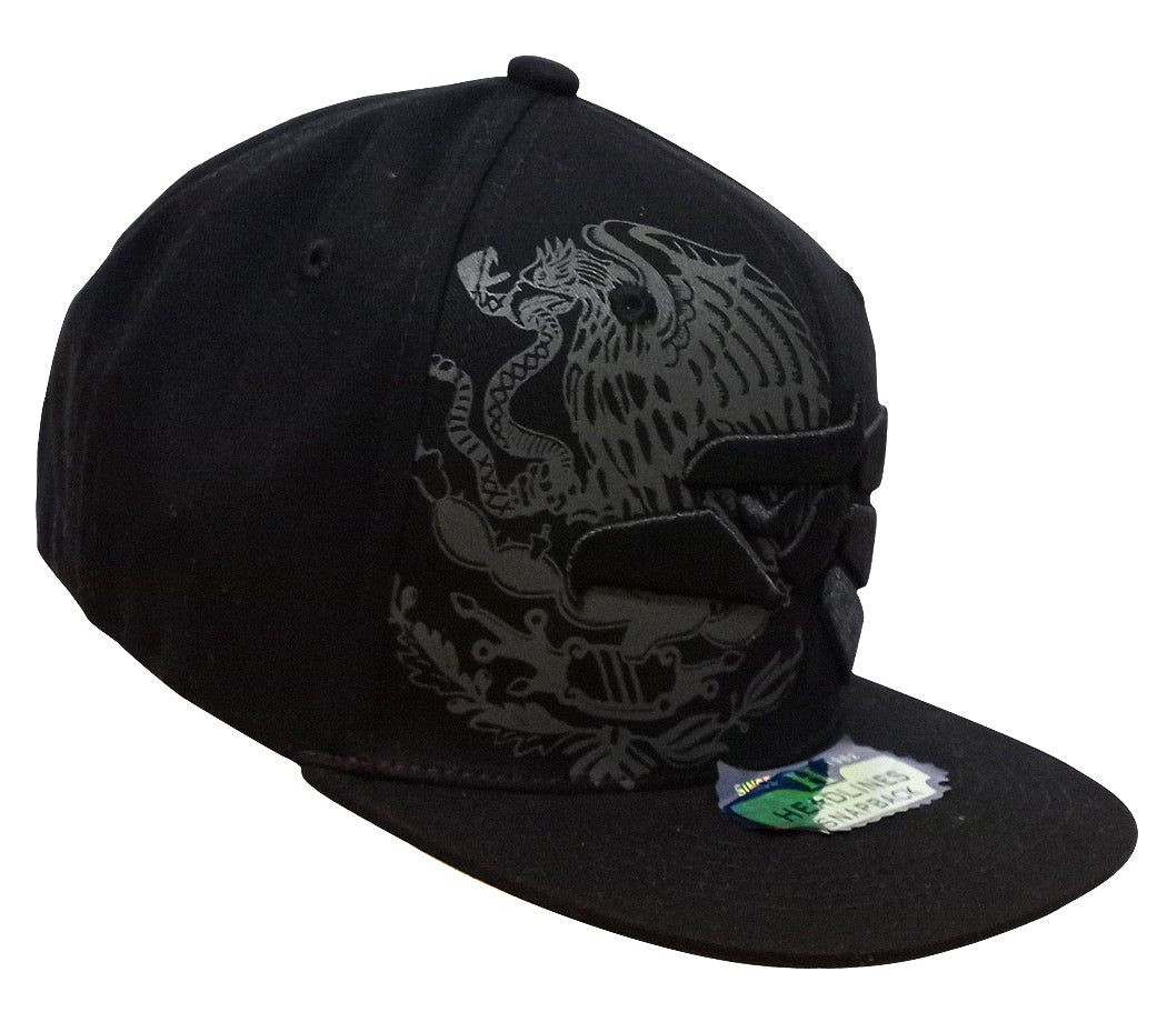 Mexican Mexico Hat Mexico Eagle Aguila Snapback Flat Bill Black Baseball Cap