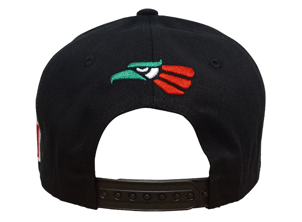 Mexican Mexico Hat Mexico Eagle Aguila Snapback Flat Bill Bk-Multi Logo Baseball Cap