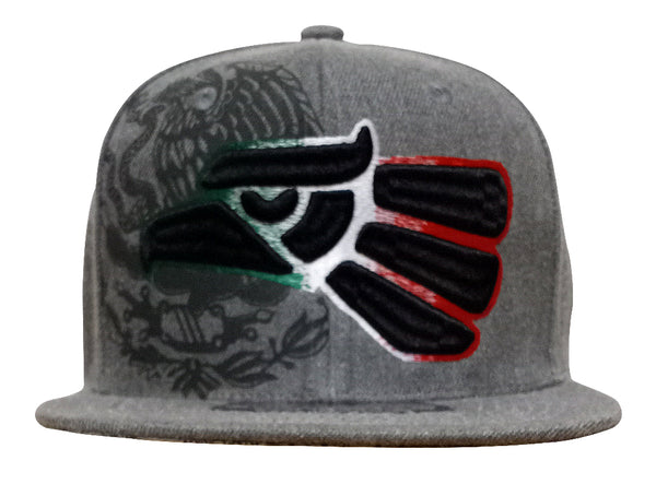 Mexican Mexico Hat Mexico Eagle Aguila Snapback Flat Bill Gray Baseball Cap