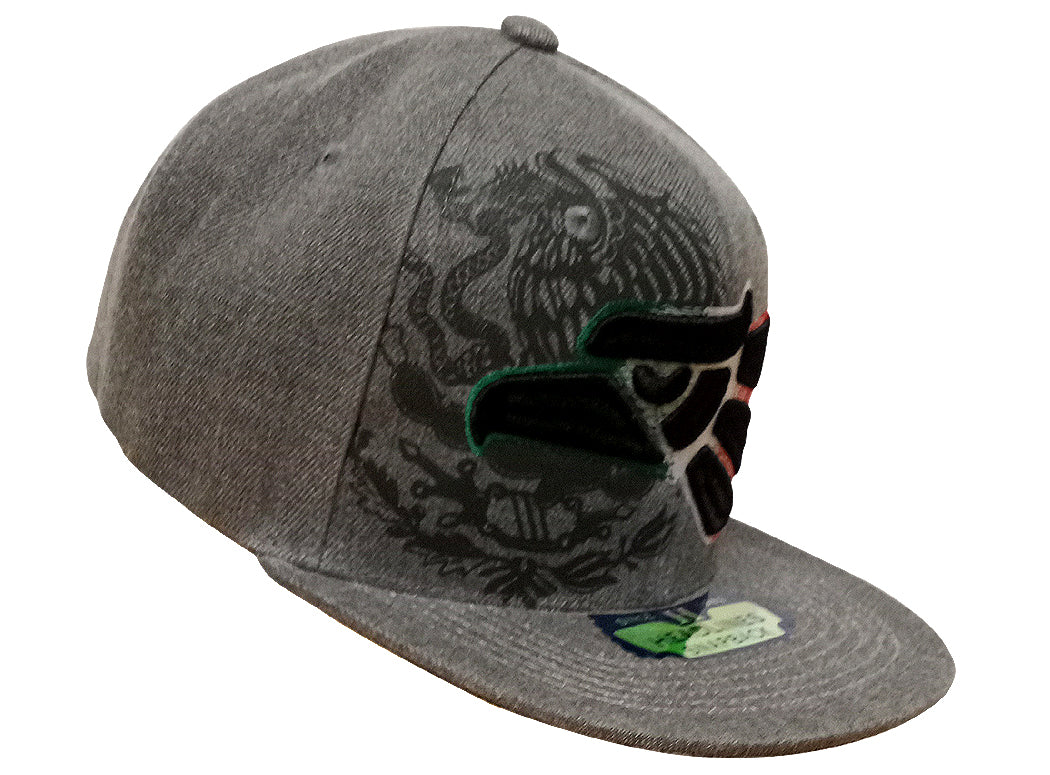 Mexican Mexico Hat Mexico Eagle Aguila Snapback Flat Bill Gray Baseball Cap