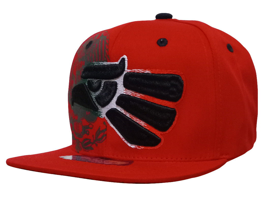 Mexican Mexico Hat Mexico Eagle Aguila Snapback Flat Bill RED-EAGLE MULTI Logo Baseball Cap