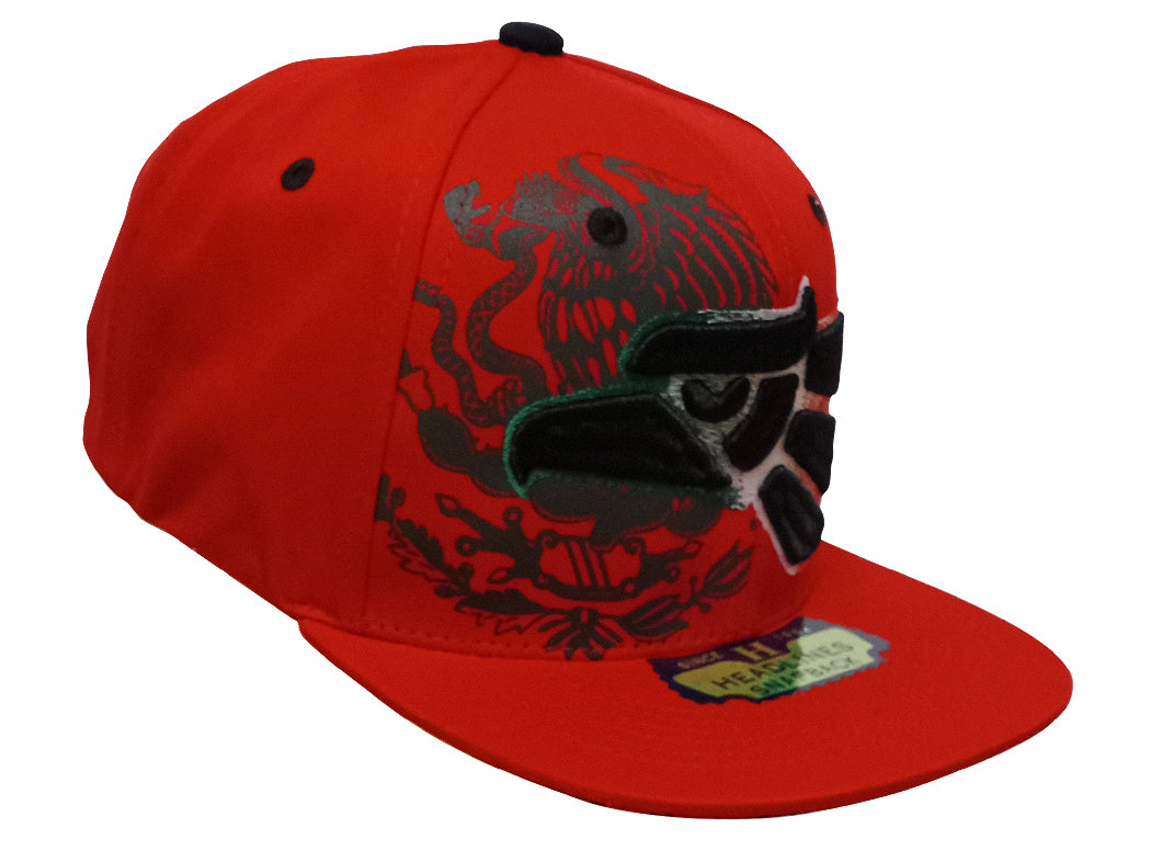 Mexican Mexico Hat Mexico Eagle Aguila Snapback Flat Bill RED-EAGLE MULTI Logo Baseball Cap